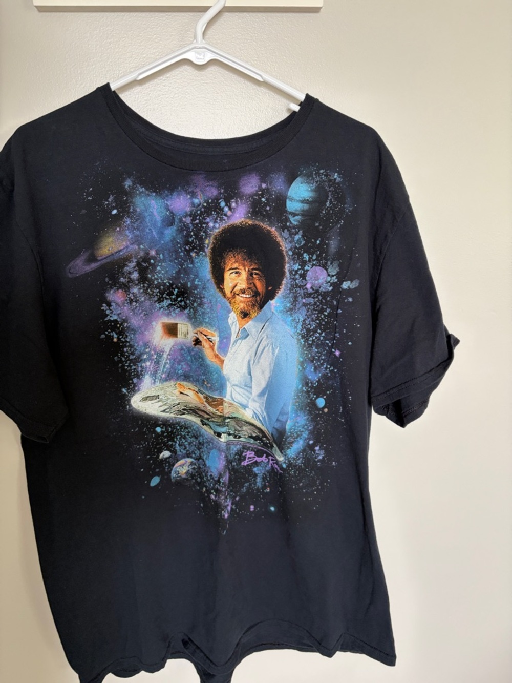 Men's Black Short-Sleeve Graphic Tee with Space Artist Print